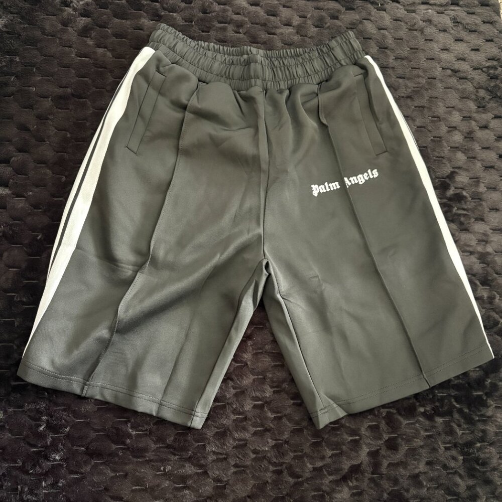 Palm Angels Black Track Shorts with Logo